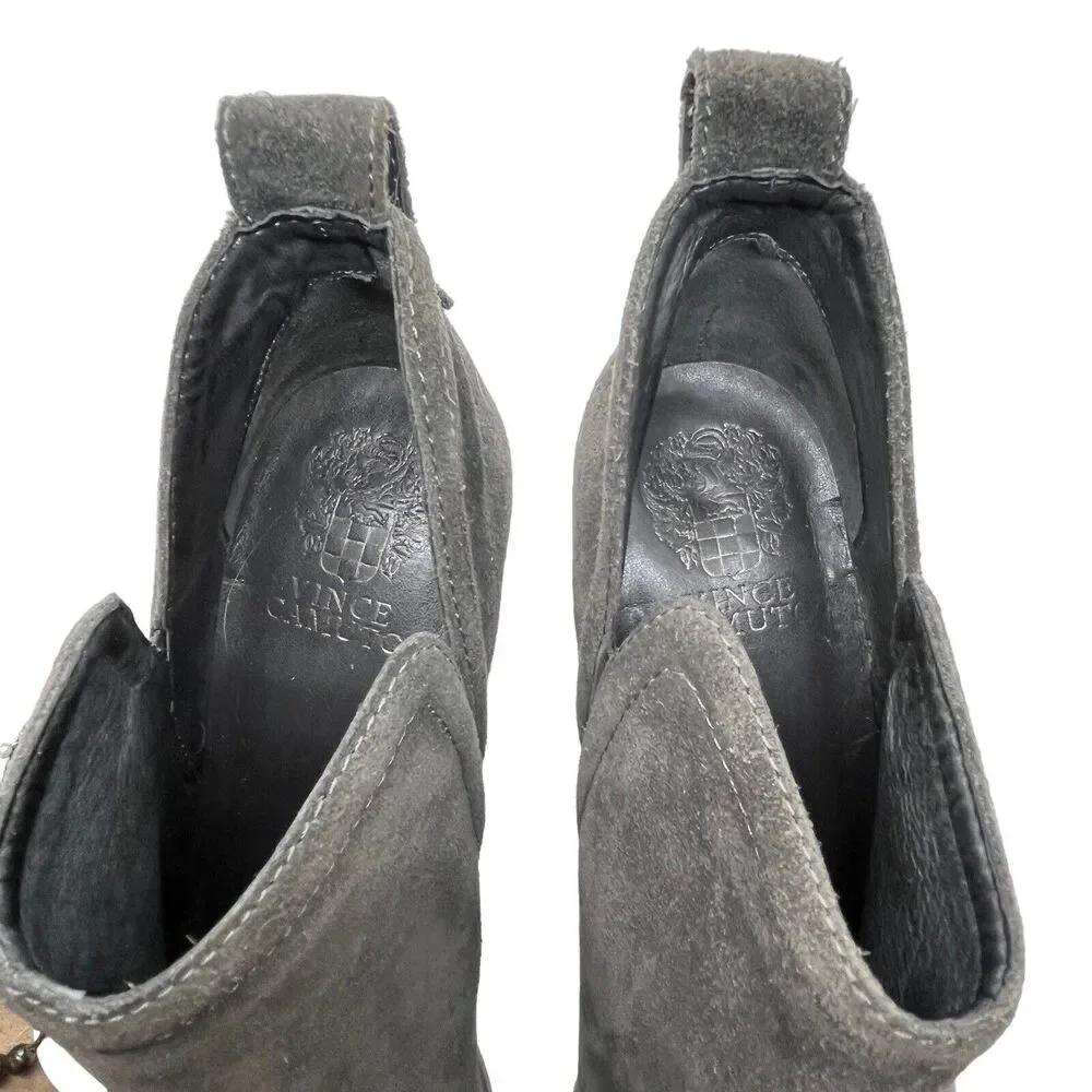 Vince Camuto Ankle Booties Francia Gray Suede US Size 9.5 EU 39.5 Heel 3.5 Inch